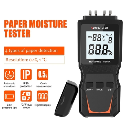 TESTADOR DE HUMEDAD DEL PAPEL VICTOR2GB Tester portátil medidor de grano de madera medidor de humedad de humedad medidores del medio ambiente