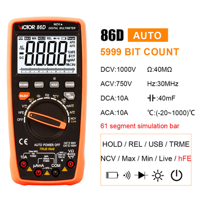 5999 Cuentas Multiméter digital de rango automático con pantalla LCD de salida USB Multiméter USB nuevo