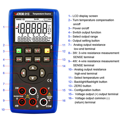 VICTOR 01S Generador de señal de temperatura Temperatura de origen calibrador de proceso multiméter