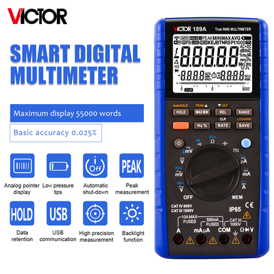 VICTOR189A 0,025% Precisión 55000 Cuentas VICTOR Multiméter digital 1000V Protección de fusibles