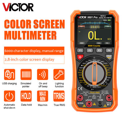 VICTOR 9801Pro Multiméter digital con pantalla TFT 6000 cuentas de visualización